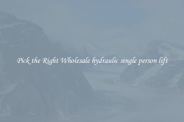 Pick the Right Wholesale hydraulic single person lift